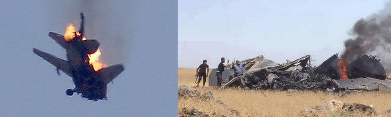 Illustration for article titled A Syrian Attack Jet Went Down In Flames Near Two Contentious Borders